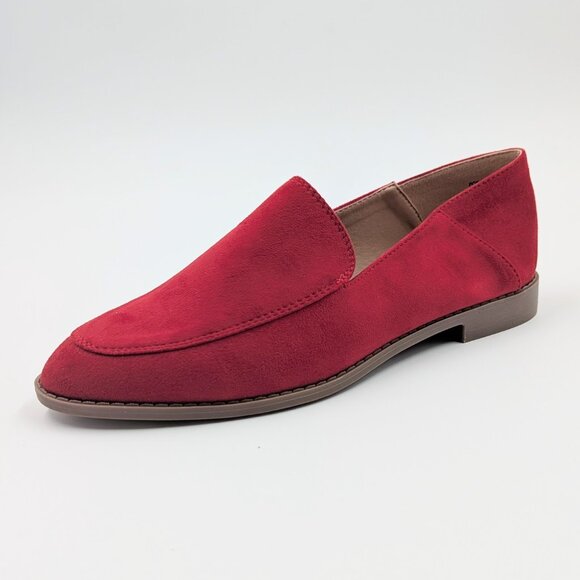 Journee Collection Women's Size 8W Red Suede Tenley Flats | Loafer NEW - Picture 2 of 7